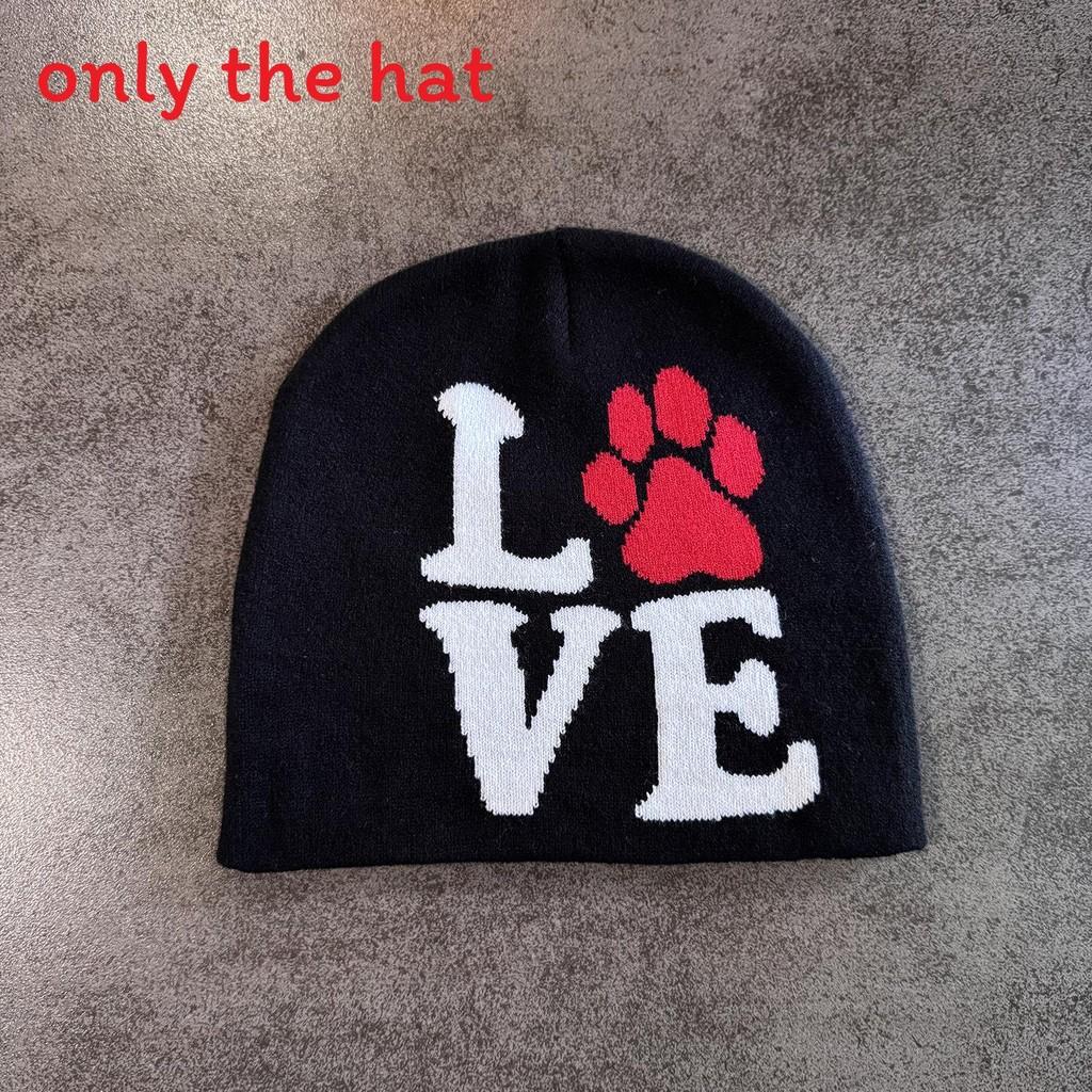 Paw Letter Dog Pattern Neutral Casual Warm Knitted Hat For Fall And Winter