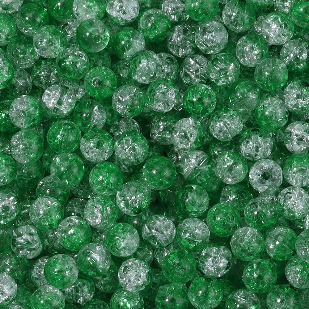50pcs 8 10mm Acrylic Cracked Crystal Beads Double Color Glass Round Loose Bead For Jewelry Making DIY Bracelet Necklace Earrings