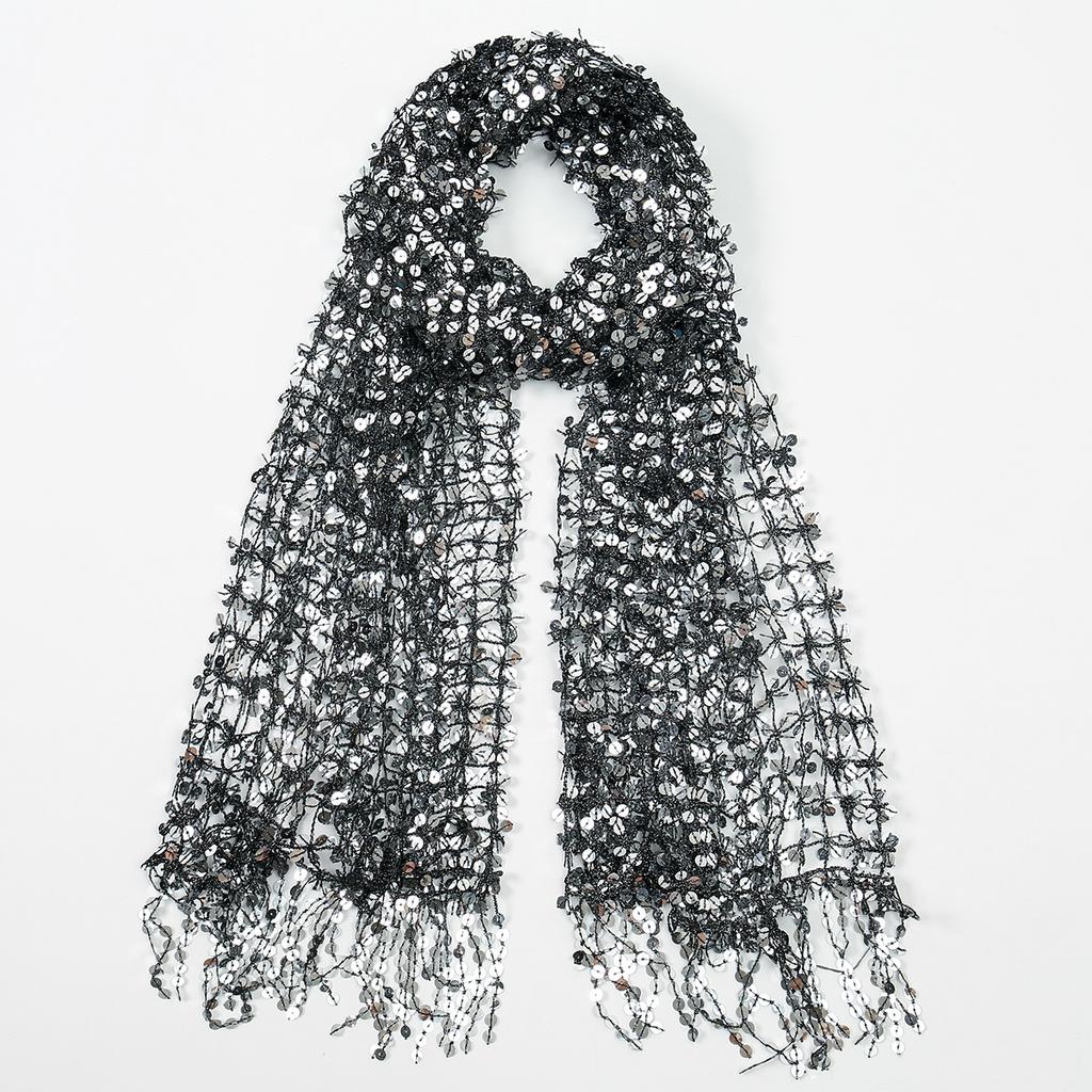 Vintage Golden Sparkle Fringe Scarf Party Shawl Women Luxury Headscarf Sequin Deco Wraps Fringed Bride Bridesmaid Wedding Cape