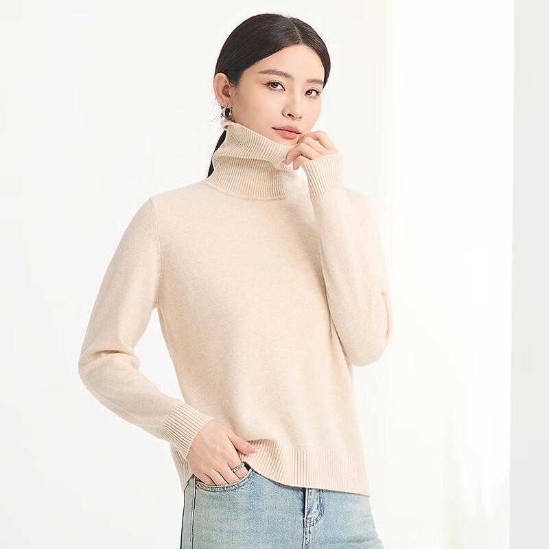 FAPAI Women's 100% Merino Wool High-Neck Knit Sweater