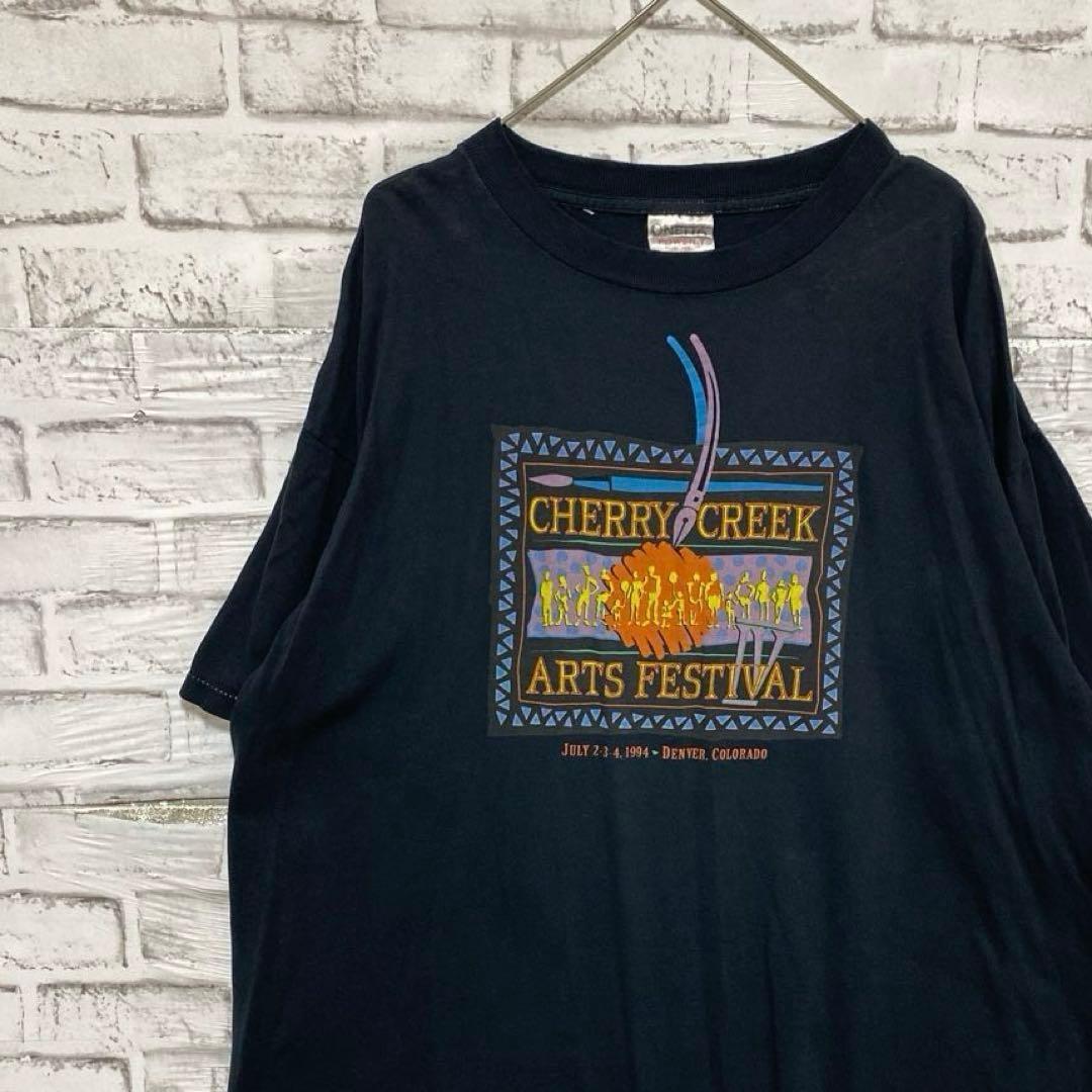 USA-made 90s vintage T-shirt! Single Stitch Black Used XL 0513 XXXL