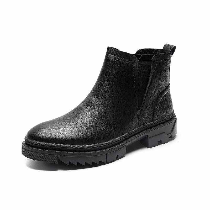 

Зимние кожаные ботинки с высоким берцем мужские больших размеров британские ботинки Мартина средней высоты короткие ботинки деловые корейская версия черные ботинки S52-J 44 чёрный