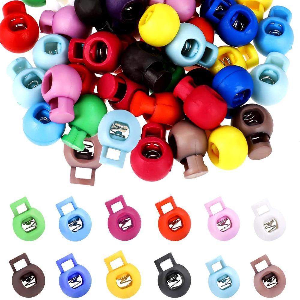 

100 шт., разноцветный замок из паракорда, 1,8 см, шнуровой замок с одним отверстием для сумки на шнурках