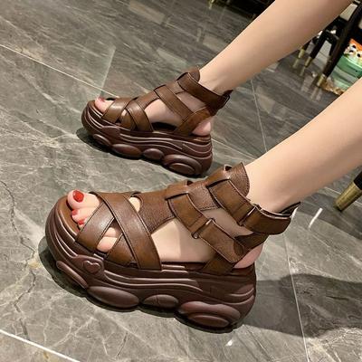 Maogu Retro Platform Sandals Roman Women Female Summer 2024 Women Modern Sandals 7cm Heels Height Wedge Heel Thick Sole Shoes 42