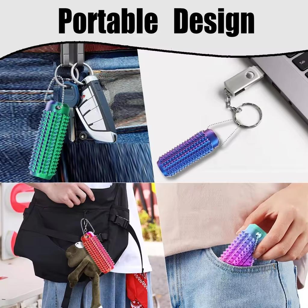 Pain Stim Fidget Toys Reduce Stress Relief Roller For Adults Spiky Fidget Keychain For Anti-Anxiety Sensory Toys Novelty Gifts
