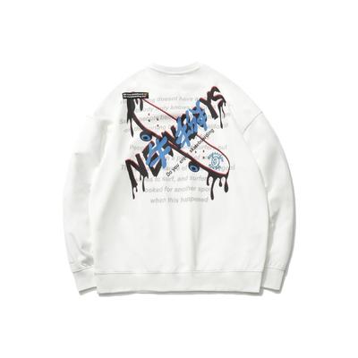 Felpa unisex Li Ning Sports Fashion Series Pullover ampia a girocollo Bianco AWDR504-4