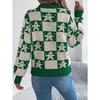GMXIA Autumn and Winter Snowman Checkered Lantern Long-sleeved Pullover Sweater Women's Christmas