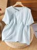 Women's Embroidered Loose Cotton Linen Short Sleeve T-Shirt Vintage Plus Size Summer Tops