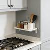No-drill wall-mounted folding storage rack - White plastic space-saving storage rack with multiple compartments Suitable hanging rack for the
