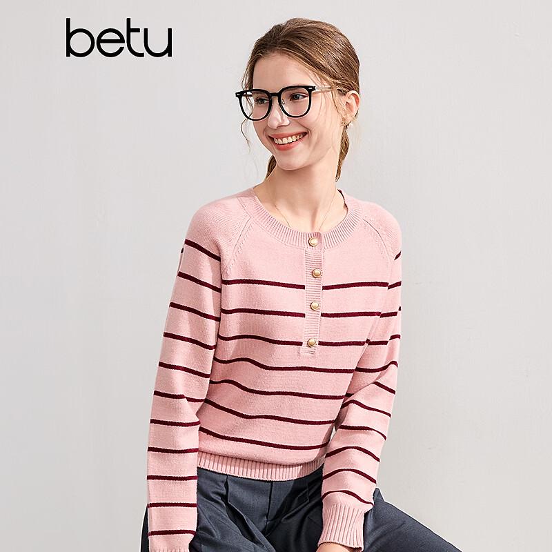 BETU Women's Autumn Striped Long-Sleeve Knit Top