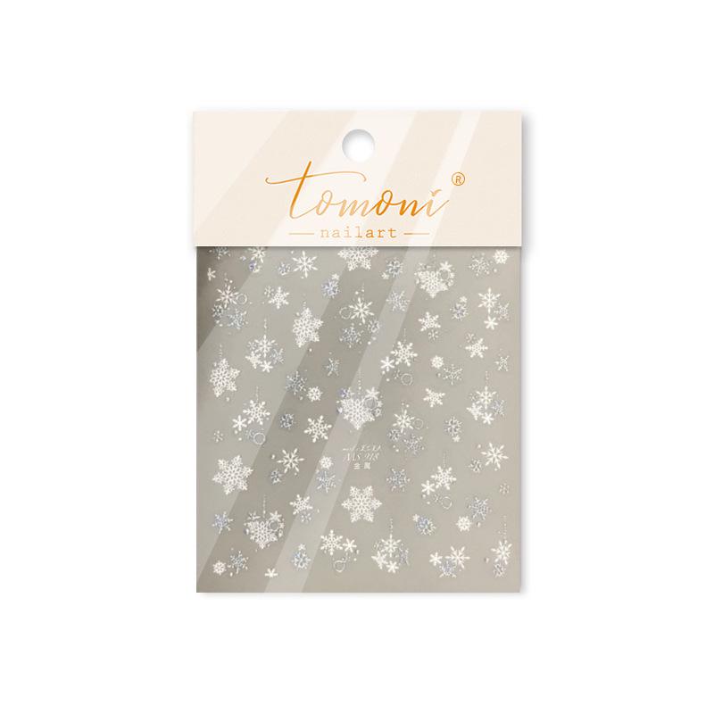 Tomoni & Moshu Winter Luxury Nail Art Stickers: Snowflake Heart Ornaments for a High-Grade Feel