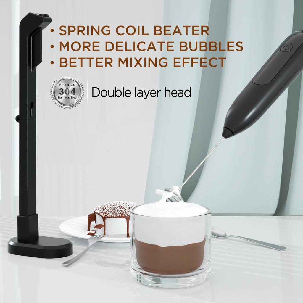 Mini Blender Frother Milk Frother for Coffee Handheld Foam Maker Electric Drink Mixer with Rechargeable USB Wall Hanging Bracket