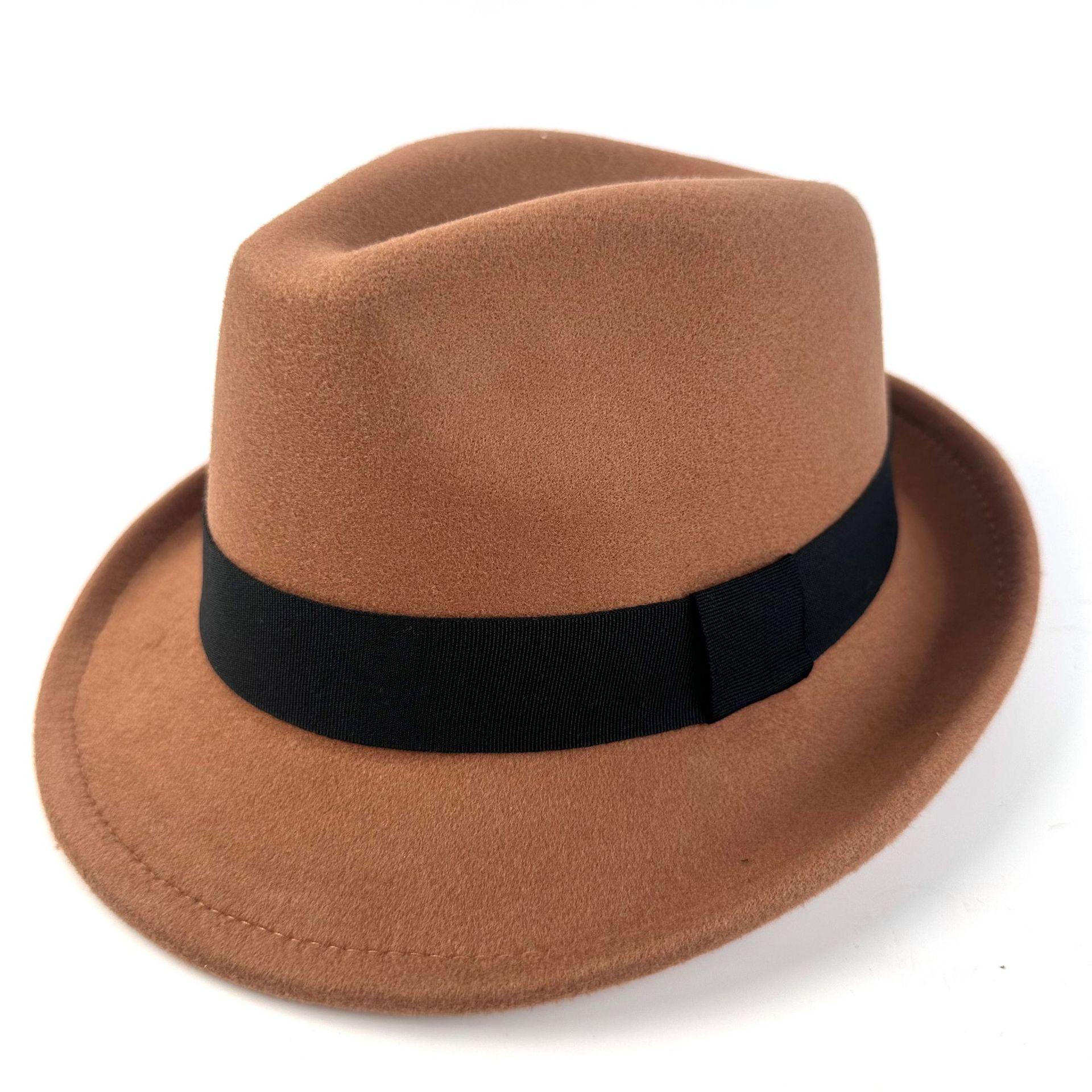 Шляпа Цилиндр с Фланцами Черная Классическая Британская Джазовая Шляпа Женский Шерстяной Цилиндр Фетровая Шляпа 56-58cm