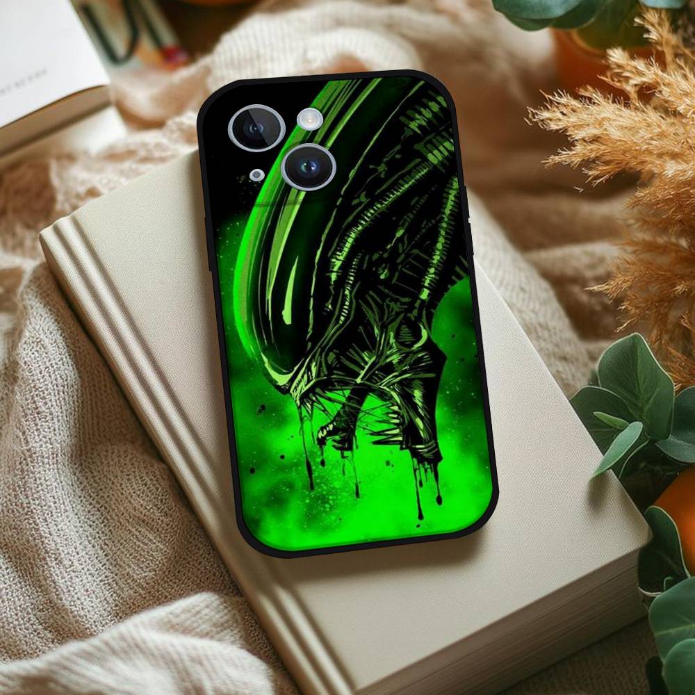 

Movie A-Alien Xenomorph Phone Case For IPhone 1716 15 14 13 Pro Max 11 12 Mini X Xs XR Black Silicone Cover iPhone15