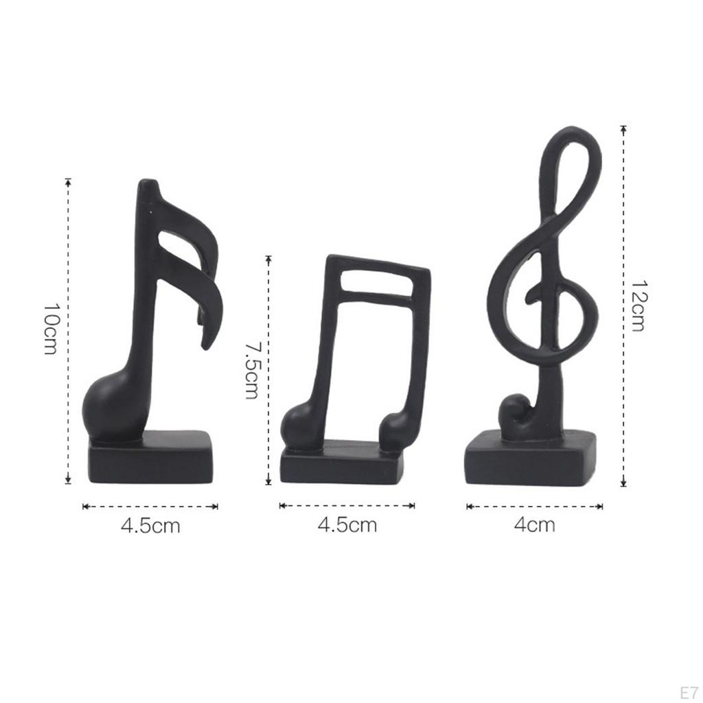 3 Pcs Modern Musical Notes Statues Sculpture Symbol Crafts Resin Figurine Music