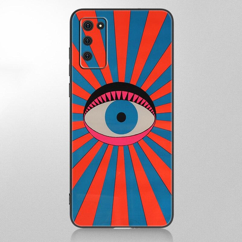 Eye Blue Evil Eye Phone Case For Samsung Galaxy A12 A02S A22 A32 A52 A72 A71 A51 A41 A31 A21 A11 A50 A70 A10S A20S Black Cover