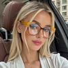 Women's Cat Eye Anti-Blue Light Presbyopia Glasses - Color Blocking, High Definition, Large Frame, Fashionable European & American Style.