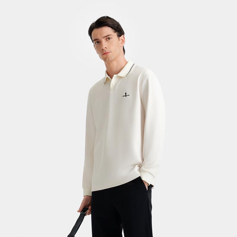Biyinlefen Men's Plaid Texture Long Sleeve Polo Shirt