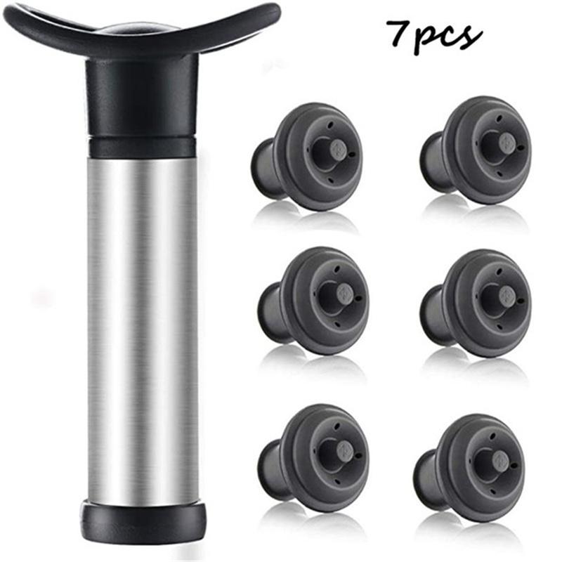 Wine Preserver Vacuum Air Pump  Wine Bottle Stoppers Durable Stainless Steel Construction Airtight, Leak-Proof Seal Easy