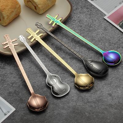 Gitarre Kaffeelöffel Edelstahl Kreativ Mini Laute Teelöffel Dessert Eiscremelöffel Neues Küchenutensil