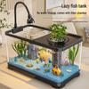 Goldfish Tank Desktop Aquarium with Filtration, Oxygenation, and Lid - Ecological Landscaping All-in-One for Living Room Household Use.