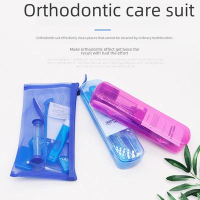 Set de 8 piese pentru îngrijire ortodontică: Ceară, Periuță de dinți, Ață dentară, Oglindă orală, Logo personalizabil