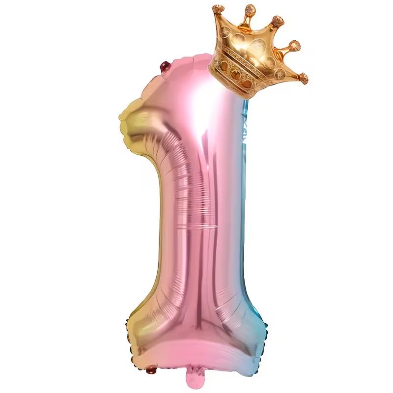 Balon Folie Număr Curcubeu 32 Inch Balon Digital Mini Număr Balon Folie Metalică pentru Petrecere Zi de Naștere Nuntă Decor Fundal