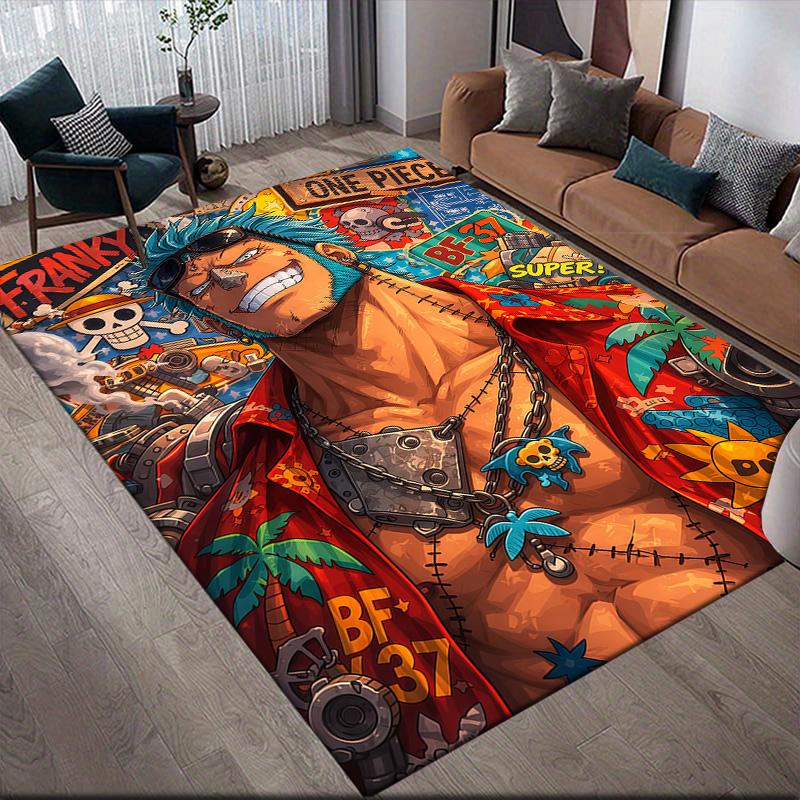 

One Piece Franky Theme Anti-Slip Floor Mat, Rectangular Carpet for Living Room & Entertainment Zone 60x90cm