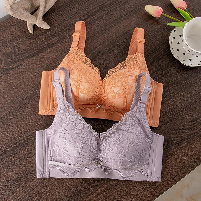 Lace thick cup bra, gather small breasts, close secondary breasts, adjust bra without steel ring thickening