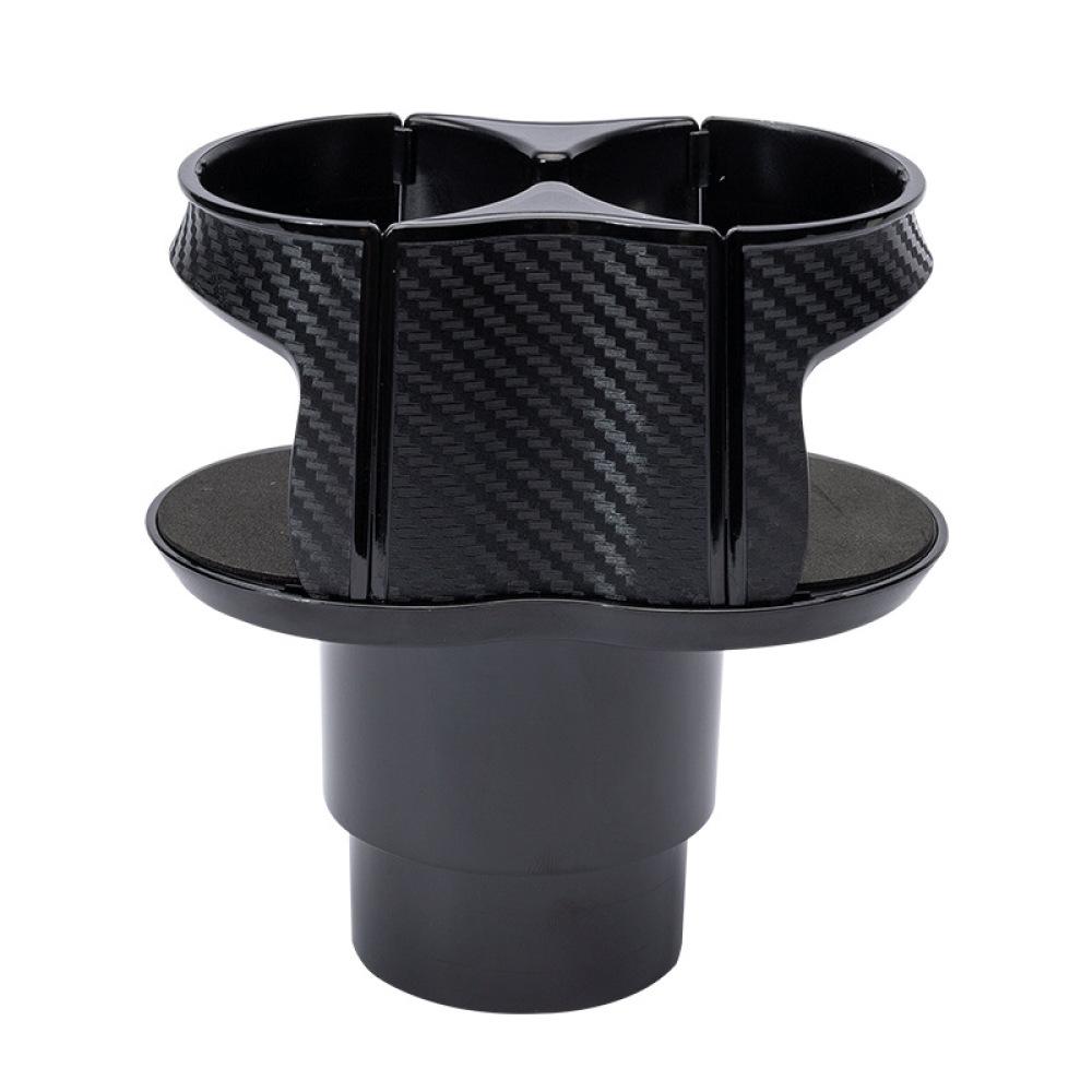 Adjustable Car Cup Holder Expander Dual Organizer Carbon Fiber Finish Vehicle Beverage Mount Interior Accessory