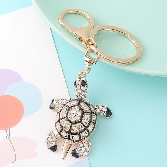 Cute Turtle Shape Rhinestone Keychain Sparkling Faux Crystal Bag Charm for Purse Handbag Accessory Gift for Women Girls