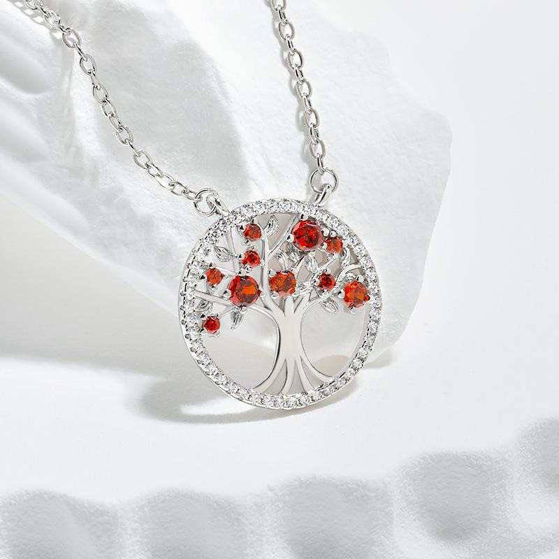 Color Zirconium Law Necklace Women, Religious Belief Hollow Nature Tree of Life Necklace
