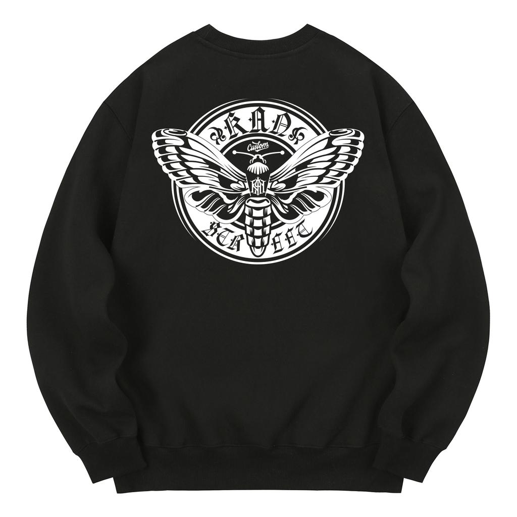 KAN6312 Kmb0136 Northern Moth Fleece-Lined Sweatshirt - Black