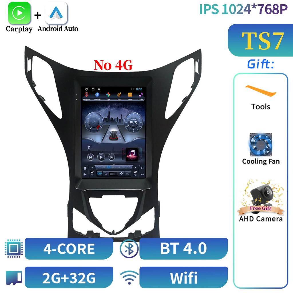 9.7" Android 14 For Hyundai Azera 2011-2012 Car Radio Multimedia Central  Navigation 4G GPS Carplay Android Auto Carplay Screen