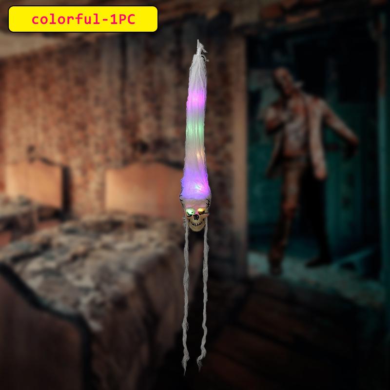 

Eerie Glowing Skull With Cobwebs Hanging Ghost Glow Mummy Decoration Halloween Horror Bar Escape Room Scary Ambiance Trick Props