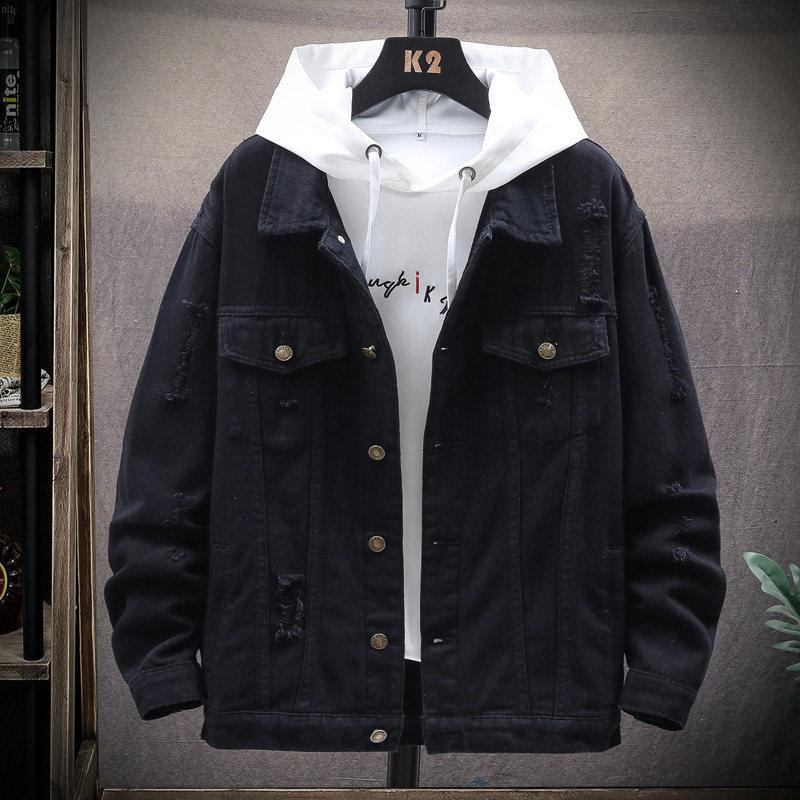 Buy Denim Jacket Mens Hooded Slim Fit 