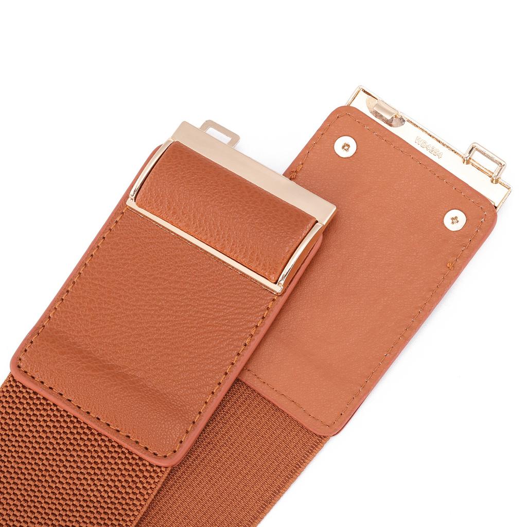Women'S Xiaoxiangfeng Sticker Leather To Buckle Elastic Waist Seal Skirt Wide Belt Four Colors Optional