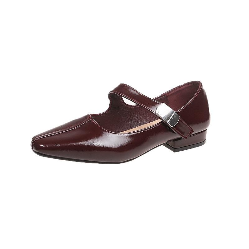 Premium small leather shoes women's autumn new thick heel square head Mary Jane shoes temperament soft sole single shoes
