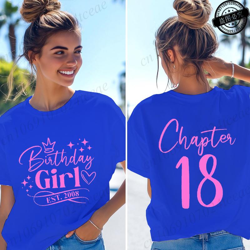 T-shirt da Donna Divertenti Ragazza del Compleanno Nata nel 2008 Regali per Ragazze Magliette Capitolo 18 Ragazza del 18° Compleanno Top Grafici Streetwear Retro