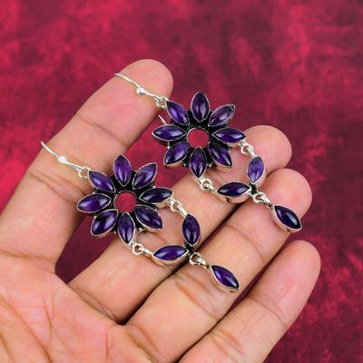 Amethyst Ohrringe Edelstein Schmuck, 925 Sterling Silber Ohrringe, Geschenk für Frauen handgefertigte Ohrringe