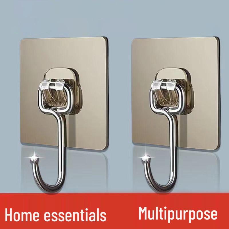 Strong Adhesive Stainless Steel Wall Hooks, No Drilling or Traces, Heavy-Duty for Bathroom & Kitchen.