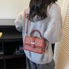 Autumn new small square bag niche design fashionable shoulder portable small satchel woven bag