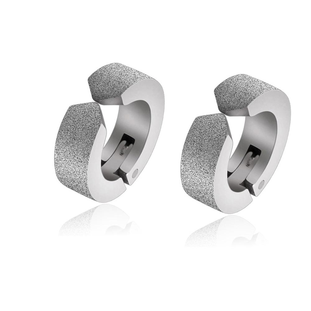 1 Pair Punk Titanium Steel Ear Clip/Ear Stud Earrings For Men Women Black Pierced/No Pierced Fake Ear Circle Pop Jewelry