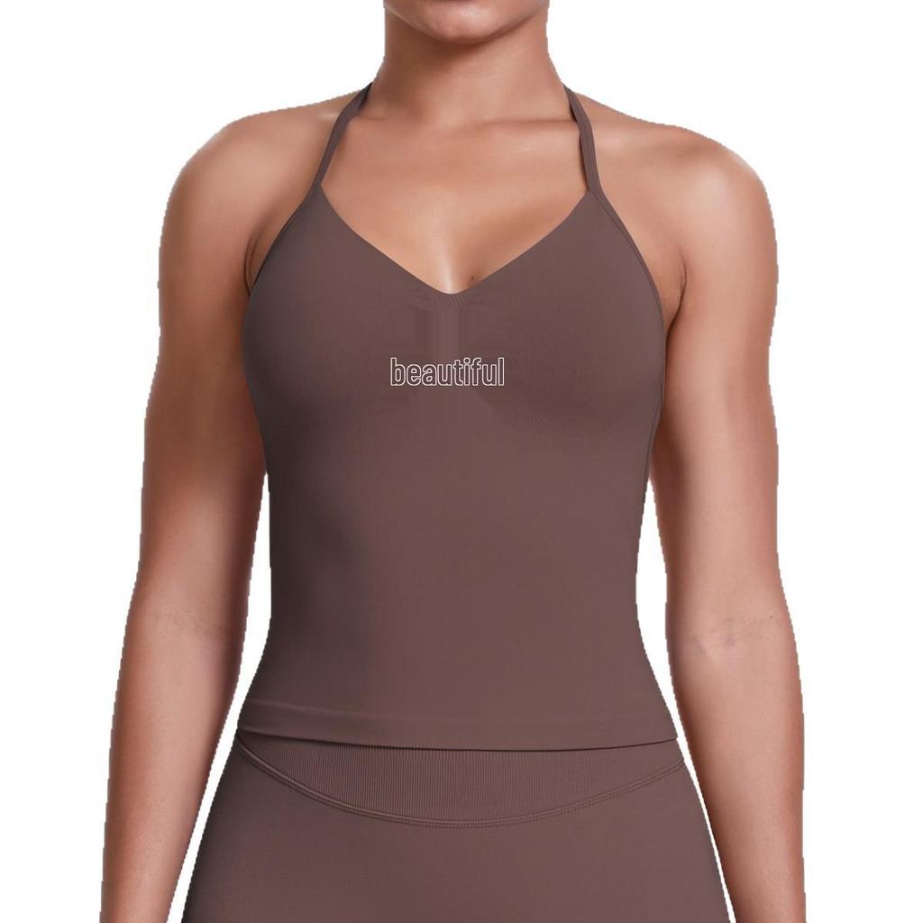 Seamless Solid Color Sexy Back Tank Top for Women - Yoga, Running, Fitness