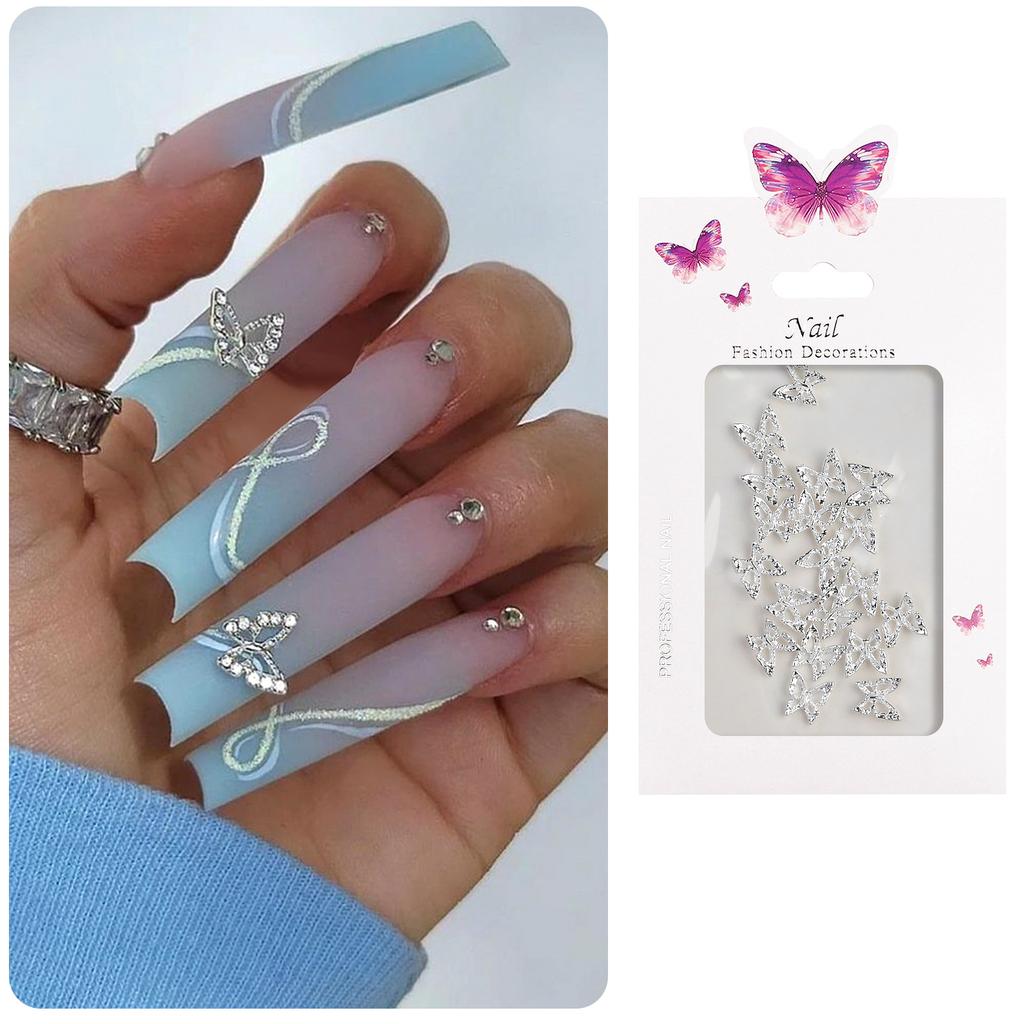 20Pcs 3D Nail Charms Butterfly Shape for Women Girls DIY Nail Art Decoration Craft Accessories