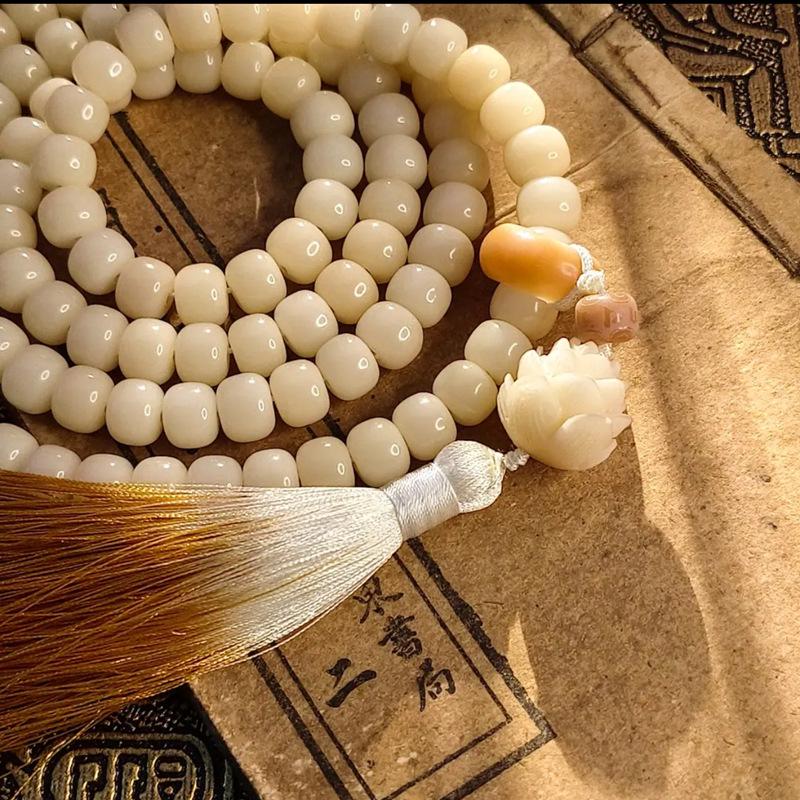 Violet Abacus Beads Bodhi Root 108 Beads Unisex Bracelet/Necklace (8x11mm) - Douyin Live Hot Sale Temple Edition