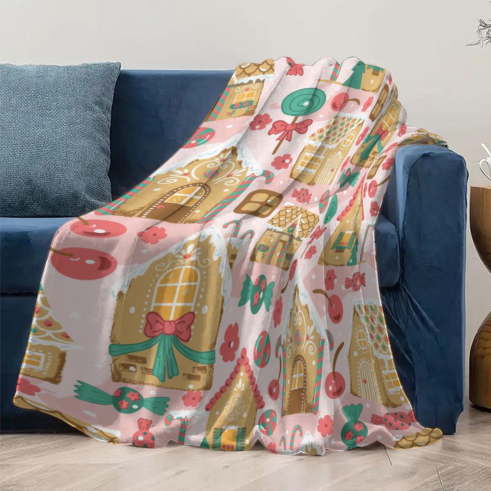 Fluffy Throw Blanket Cozy Soft Warm Home Decor Bedding Gift Christmas Pattern Decorative Plush Microfiber