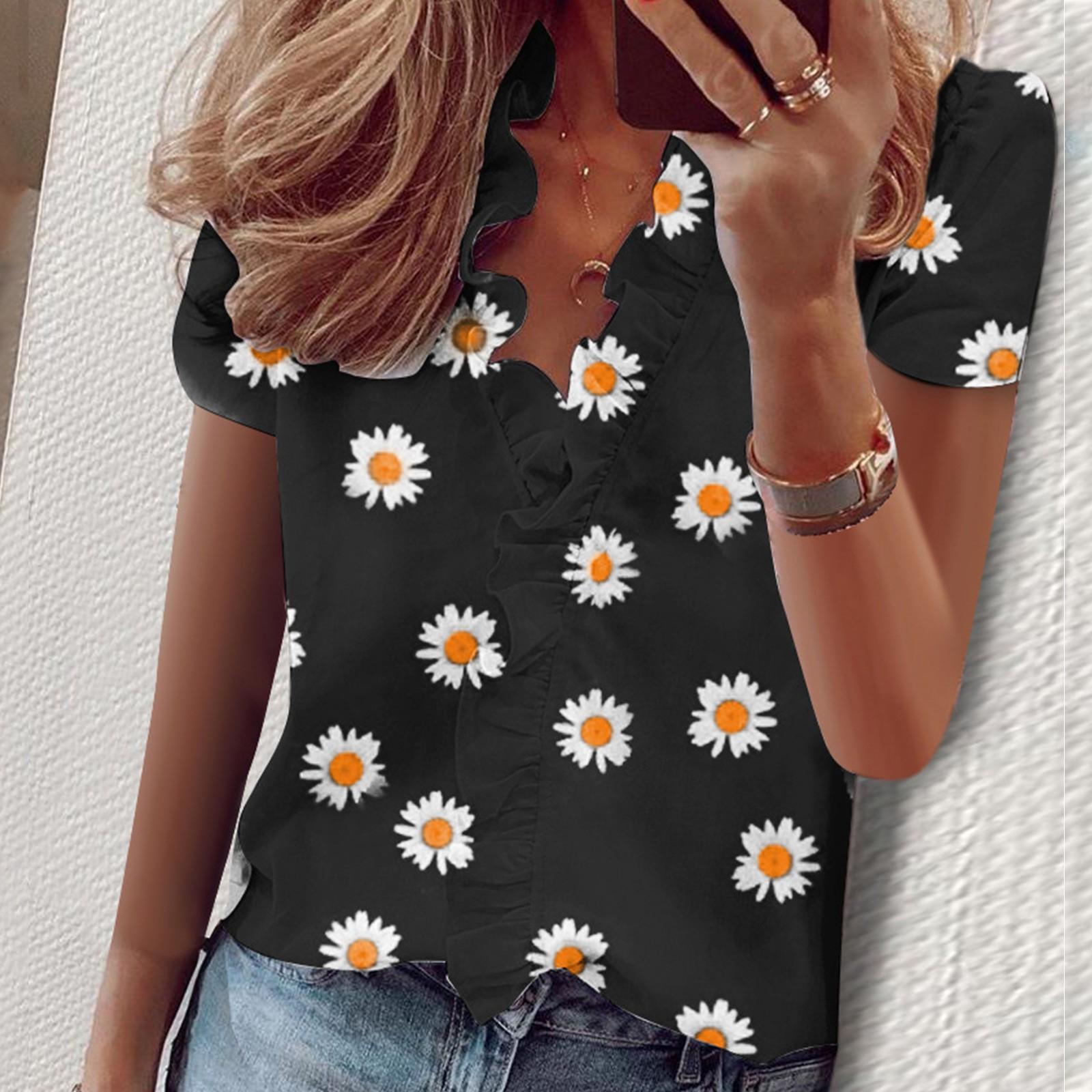 

Модная женская блузка с v-образным вырезом и пуговицами, повседневная рубашка XXXXXL чёрный