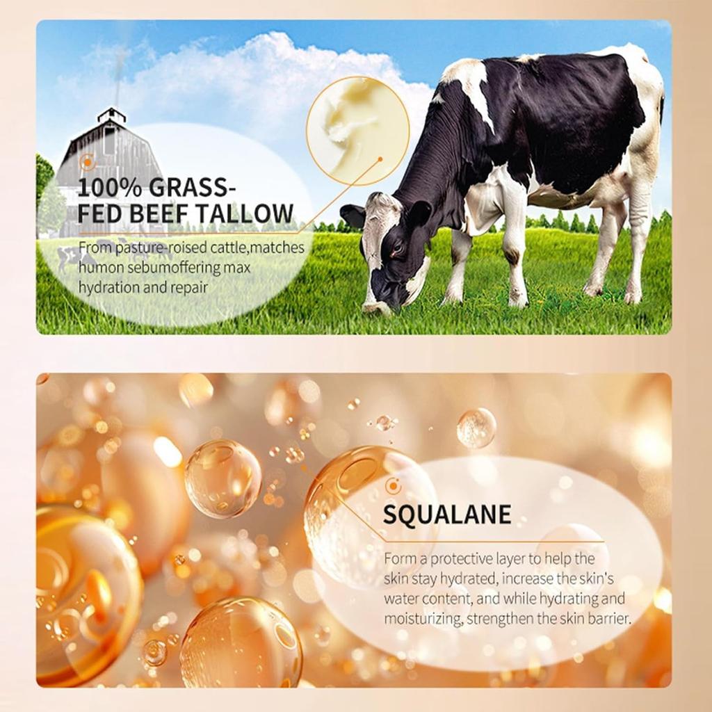 Organic Whipped Tallow Facial Moisturizer With Honey And Beeswax For Deep Nourishing