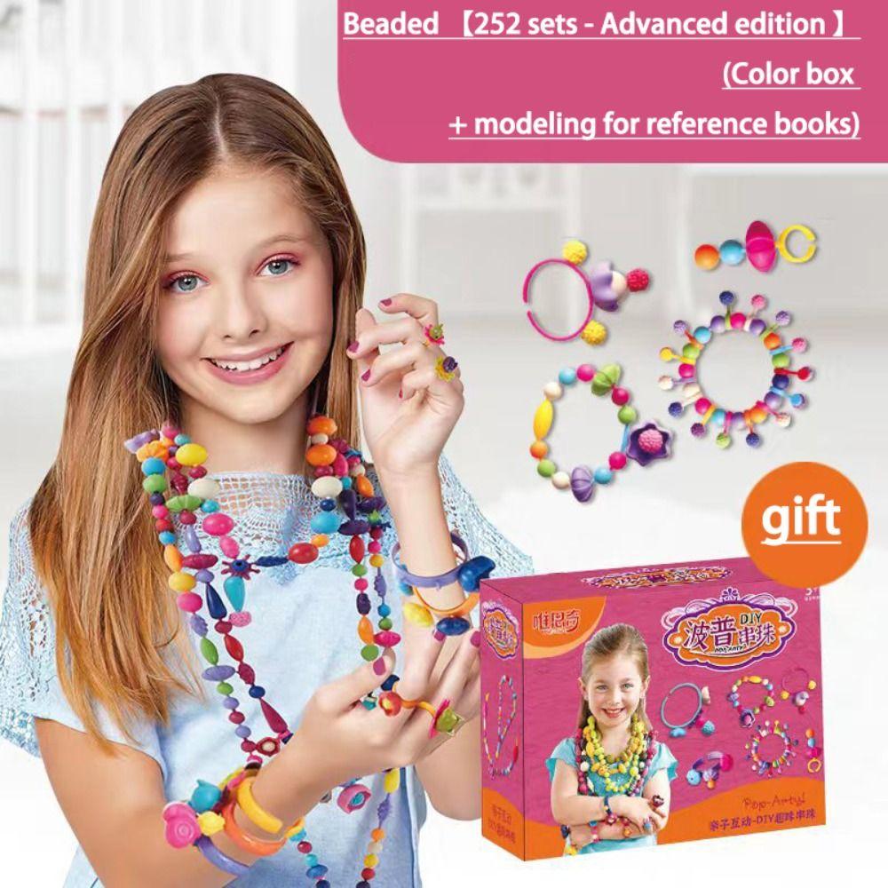 

1 set DIY Bracelet Necklace Pop Beads Snap-Together DIY Pop Beads Girls Toys Toy Gifts 252pcs